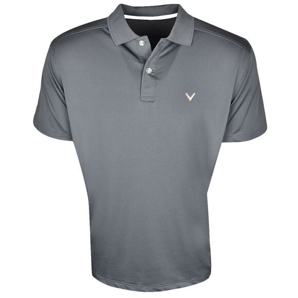 Callaway Men’s Golf Opti-Stretch Solid Polo In Dark Gray - Picture 1 of 9